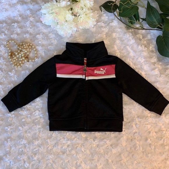 Puma Other - 💖HP💖 PUMA Black & Pink Baby Jacket Size 0-3 M